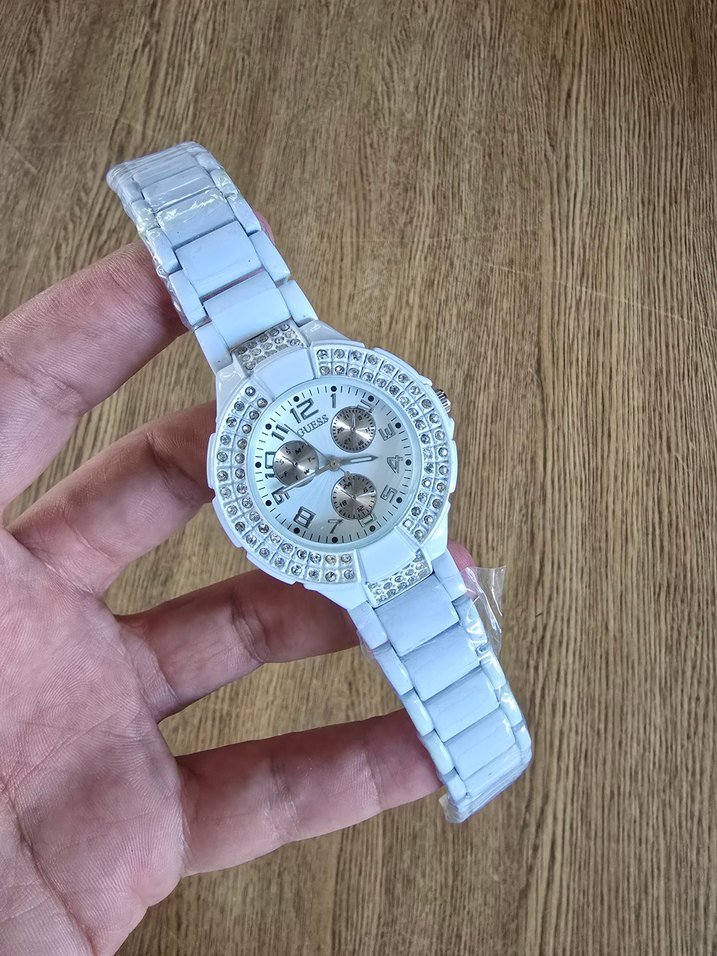 Beyaz Parlak Taşlı Kadın Kol Saati - Görsel 2