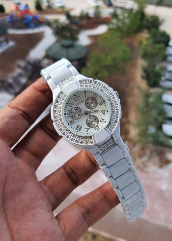 Beyaz Taşlı Kadın Kol Saati - Görsel 3