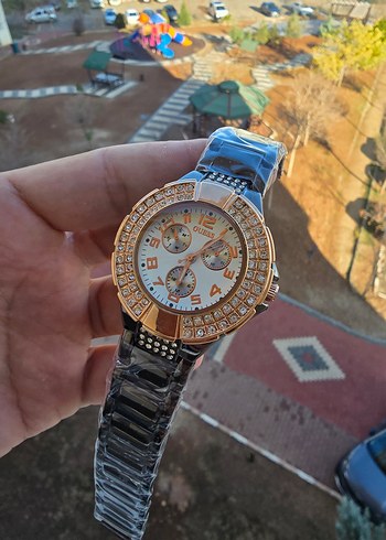 Kadın Renkli Taşlı Altın Saat - Görsel 5