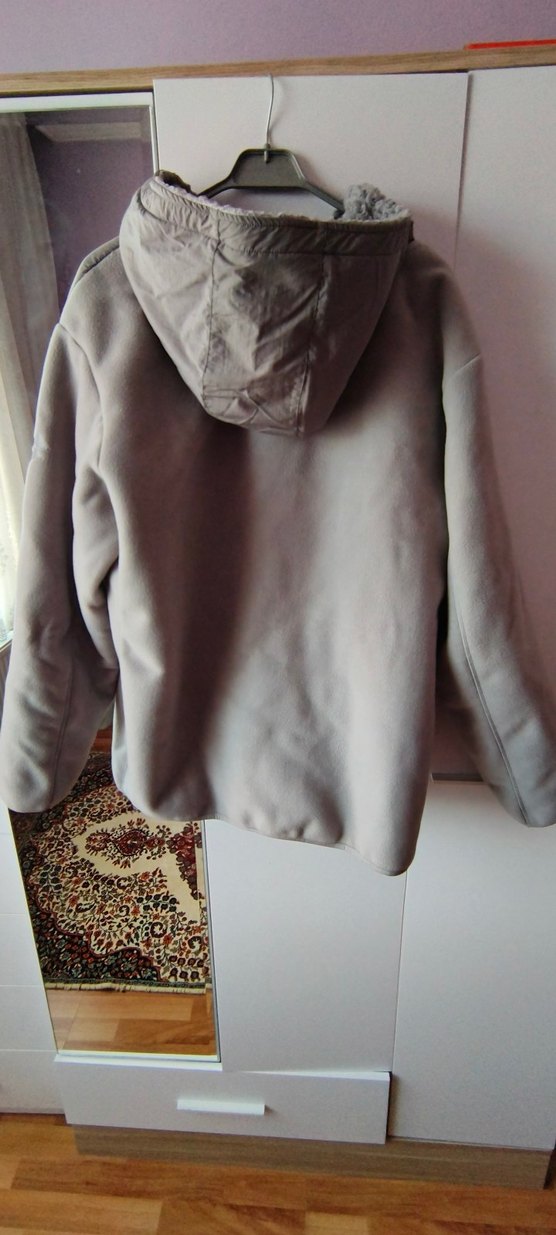 Gri Kapüşonlu Fermuarlı Erkek Polar - Görsel 3