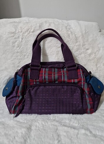 Vintage Y2k Grunge Ekoseli Mor Çanta 