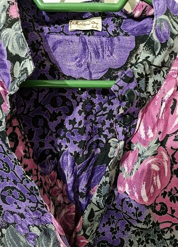 xl Beden Vintage Retro 80s Gül Desenli Gömlek