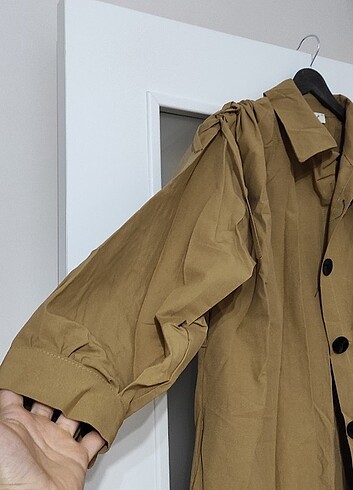 Diğer Oversize balon kol Camel trençkot