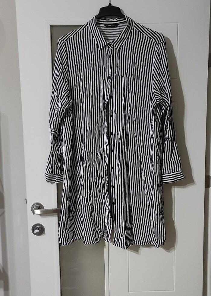 Lc Waikiki Siyah çizgili gömlek Tunik  - Görsel 1