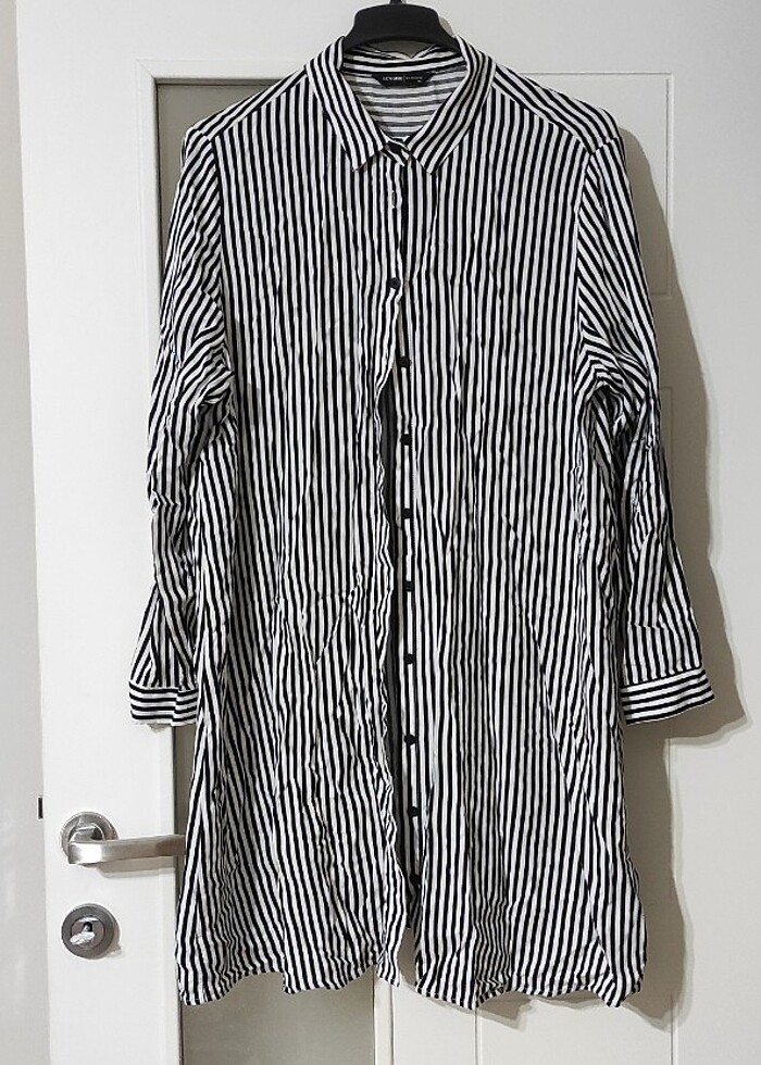 Lc Waikiki Siyah çizgili gömlek Tunik  - Görsel 3