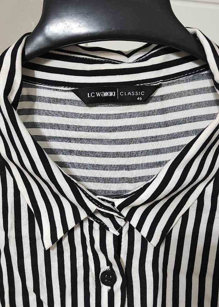 Lc Waikiki Siyah çizgili gömlek Tunik  - Görsel 4