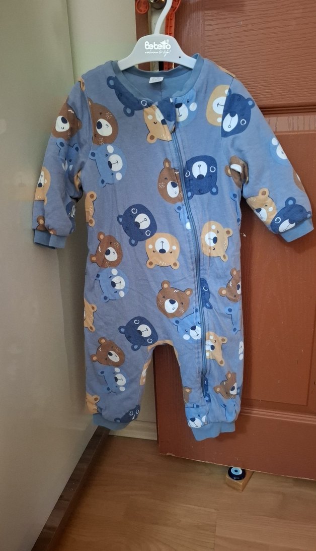 Mavi Ayıcık Desenli Bebek Tulum - Görsel 4