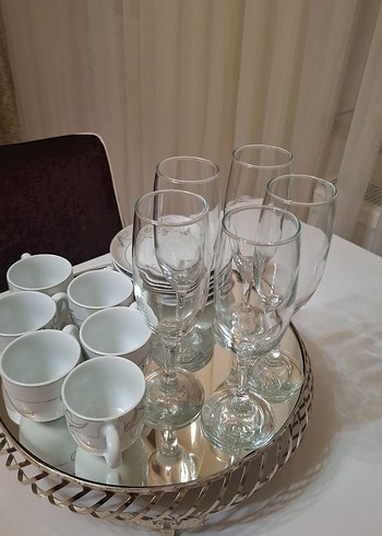 Gri Desenli Beyaz türk Kahve Fincanı Takımı 5 kahve yanı badakla - Görsel 9