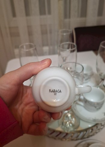 Gri Desenli Beyaz türk Kahve Fincanı Takımı 5 kahve yanı badakla - Görsel 4