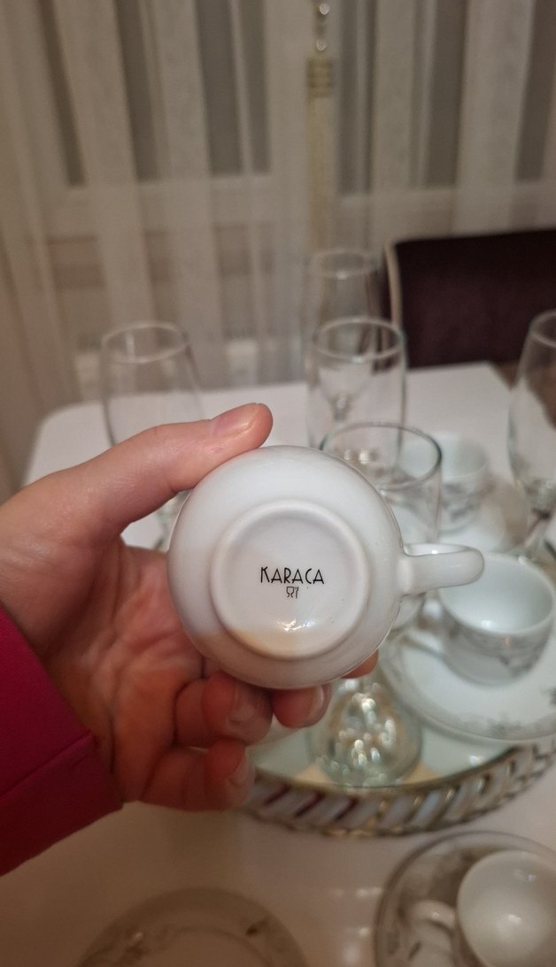 Gri Desenli Beyaz türk Kahve Fincanı Takımı 5 kahve yanı badakla - Görsel 4