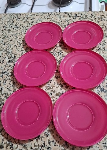 Lav Pembe Renkli çay Tabak Seti - Görsel 2