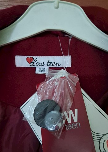 Kırmızı Düğmeli Kaban 15 16 yaş yağmurluk hediyeli - Görsel 5