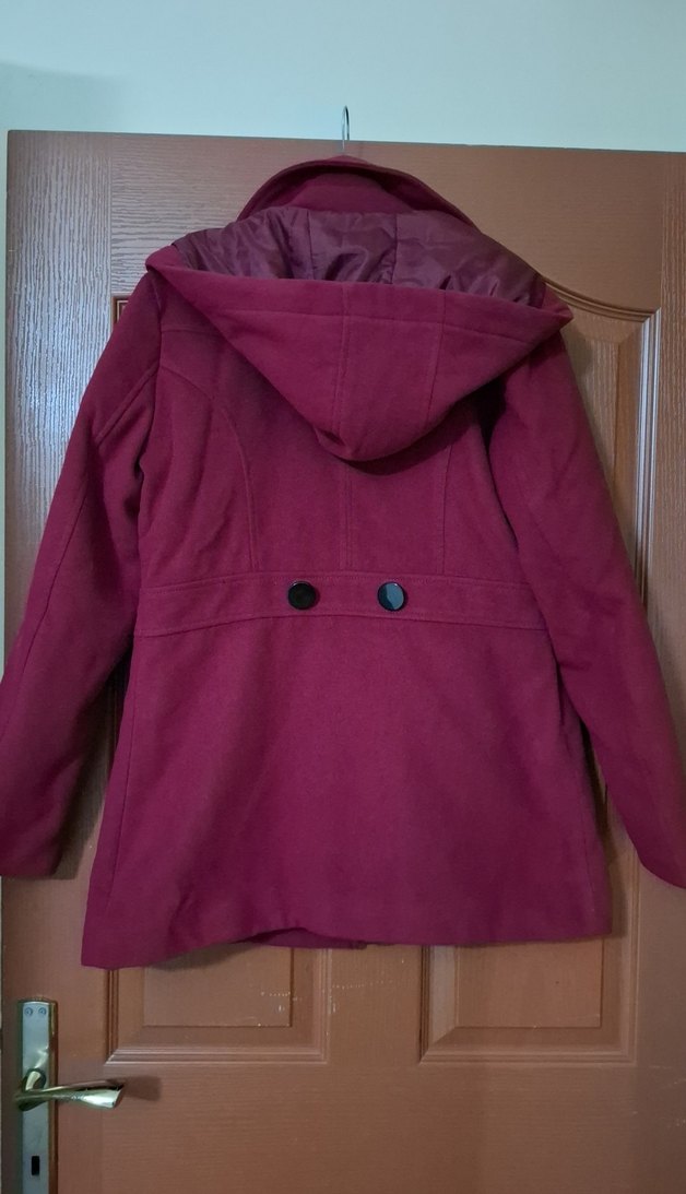 Kırmızı Düğmeli Kaban 15 16 yaş yağmurluk hediyeli - Görsel 4