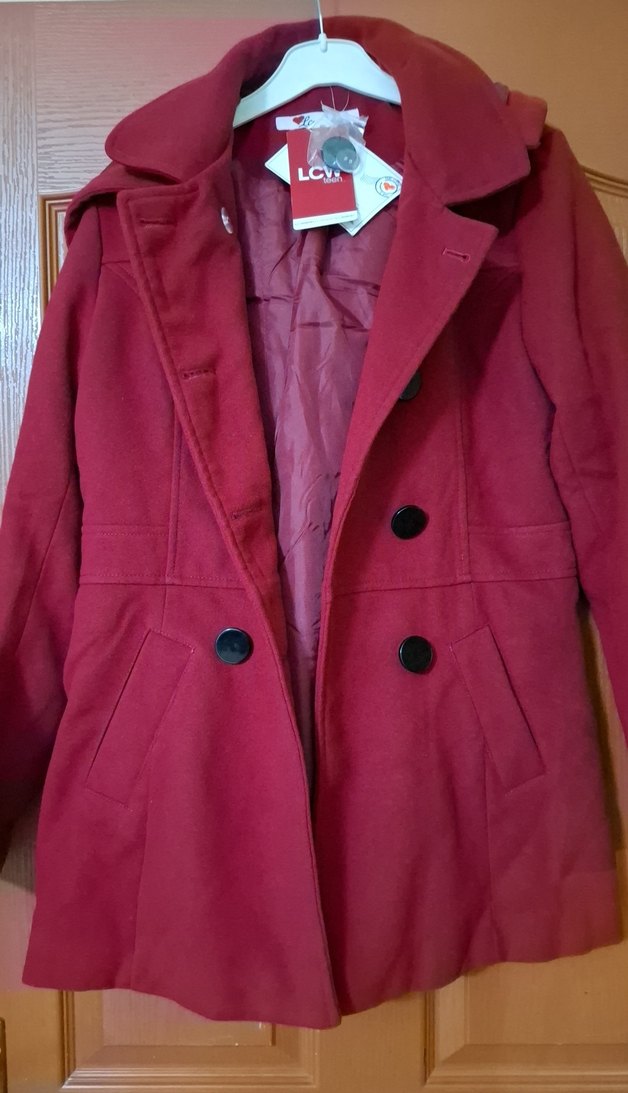 Kırmızı Düğmeli Kaban 15 16 yaş yağmurluk hediyeli - Görsel 3