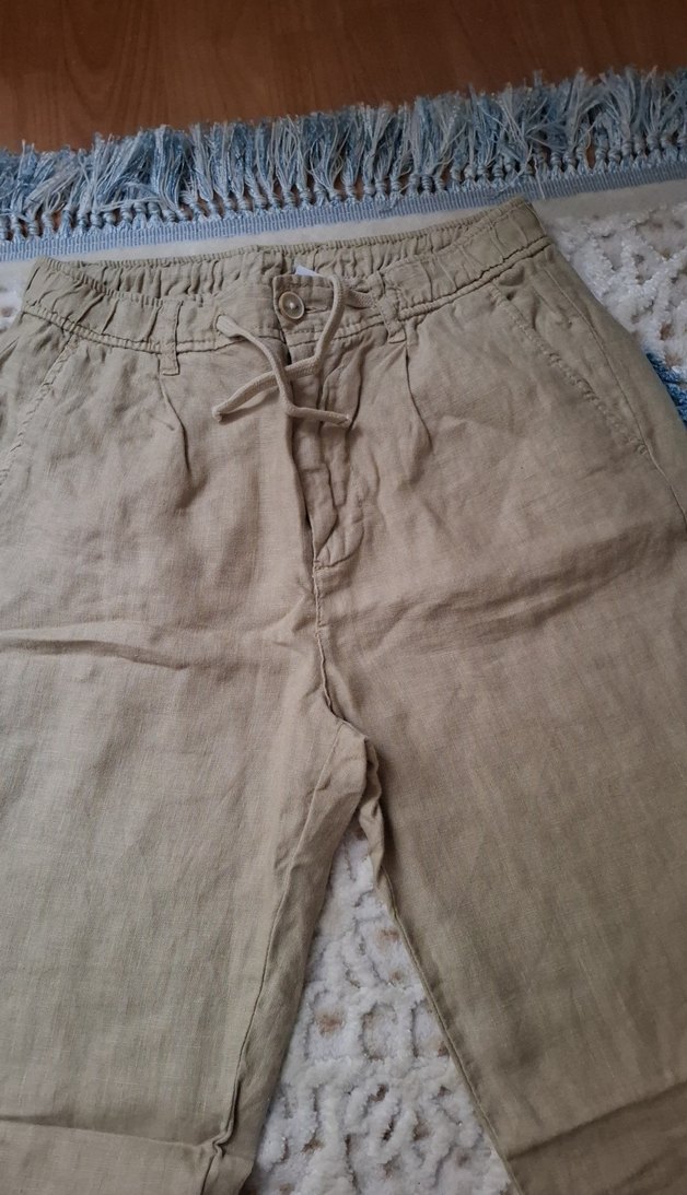 Haki Renkli Bol Kesim şile  Pantolon - Görsel 2