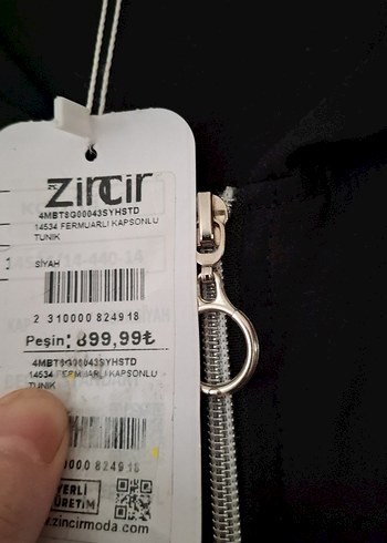 universal Beden Siyah Kapüşonlu Fermuarlı Kadın Ceket