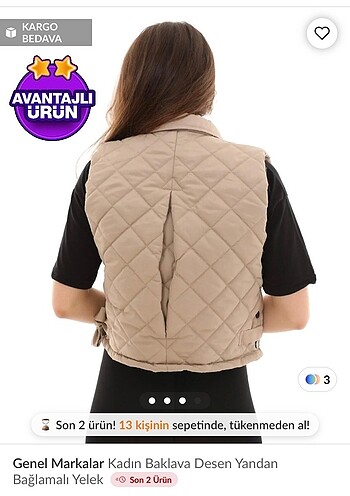 l Beden camel Renk Yandan Bağlamalı Yelek