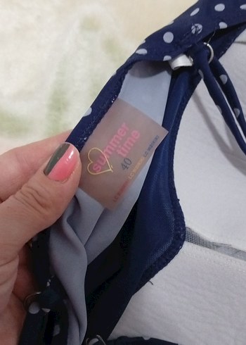 Mavi Puantiyeli Fırfırlı Mini Mayo - Görsel 2