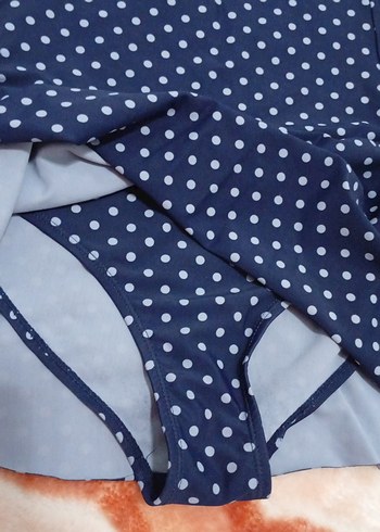 Mavi Puantiyeli Fırfırlı Mini Mayo - Görsel 3