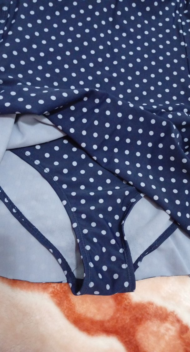 Mavi Puantiyeli Fırfırlı Mini Mayo - Görsel 3