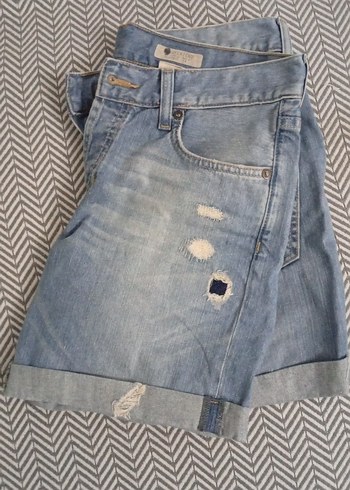 Düğmeli Mavi Kadın Denim Şort - Görsel 3