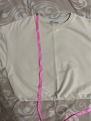 m Beden ten rengi Renk Kısa büzmeli pudra pembe sweat