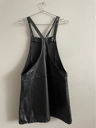 Siyah deri salopet elbise - Görsel 2