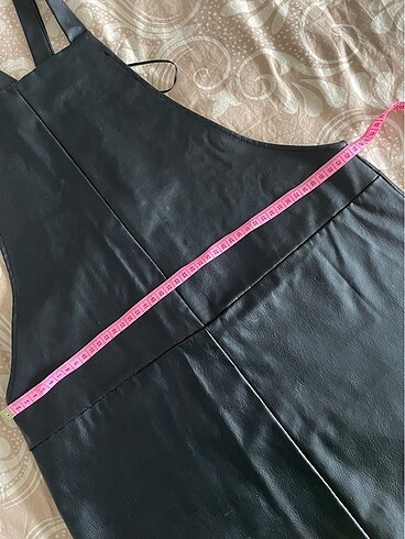 Siyah deri salopet elbise - Görsel 4