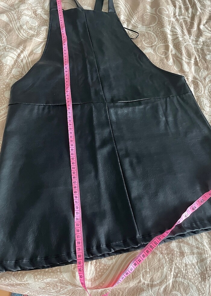 Siyah deri salopet elbise - Görsel 5