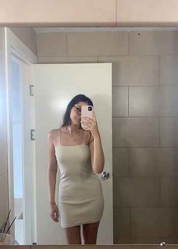 Diğer Minimal Bej Mini Elbise