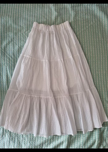 vintage bohem coquette katlı beyaz etek - Görsel 3