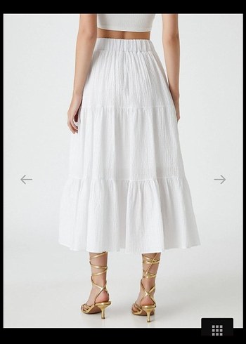 vintage bohem coquette katlı beyaz etek - Görsel 2