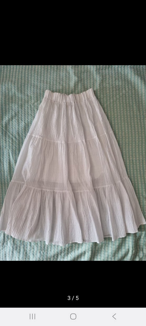 vintage bohem coquette katlı beyaz etek - Görsel 3