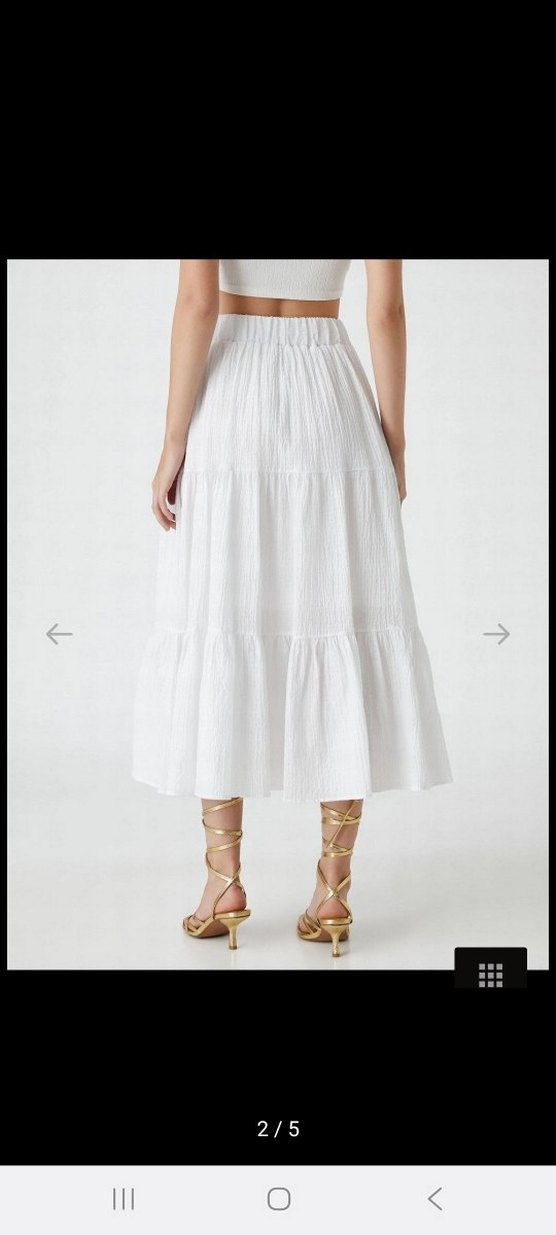 vintage bohem coquette katlı beyaz etek - Görsel 2