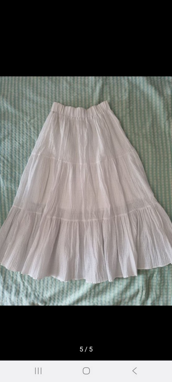 vintage bohem coquette katlı beyaz etek - Görsel 5