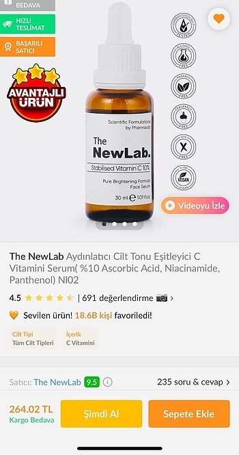  Beden Renk NewLab C vitamini serum