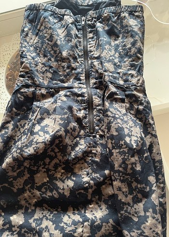 Siyah kahve Straplez Midi Elbise - Görsel 3