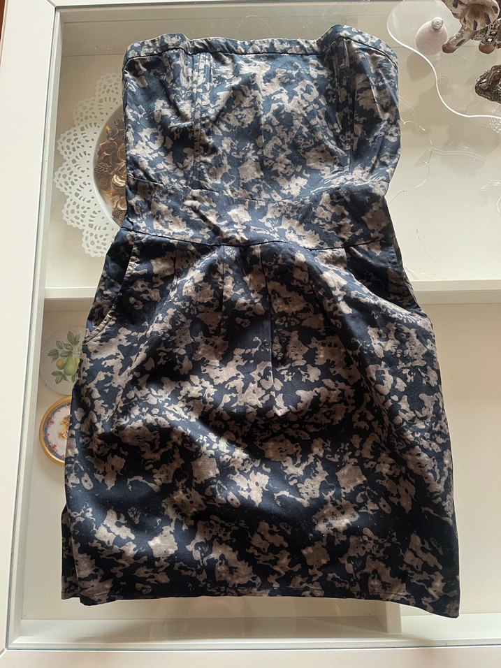 Siyah kahve Straplez Midi Elbise - Görsel 5