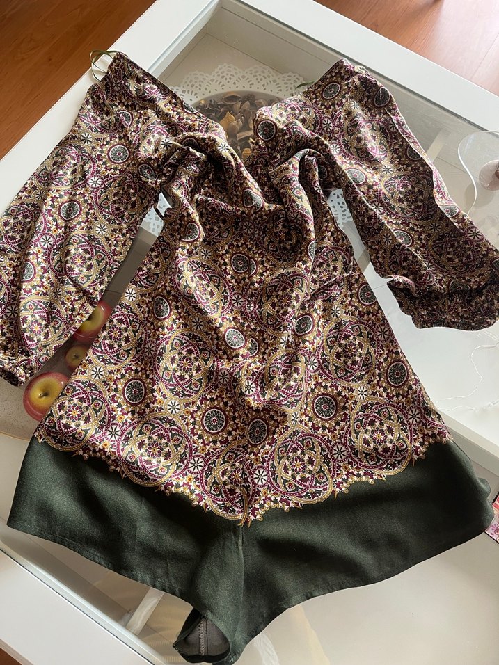 Bohem Desenli V Yakalı Mini Short elbise - Görsel 3