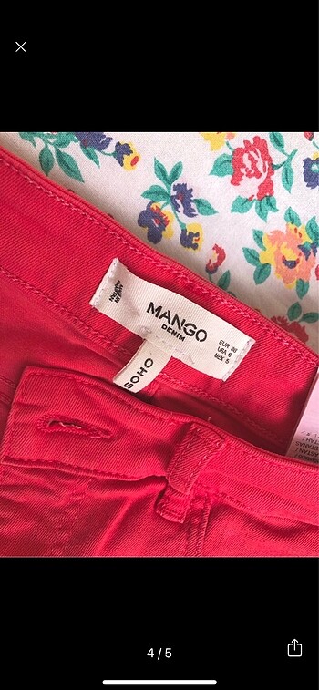 38 Beden kırmızı Renk Mango pantolon