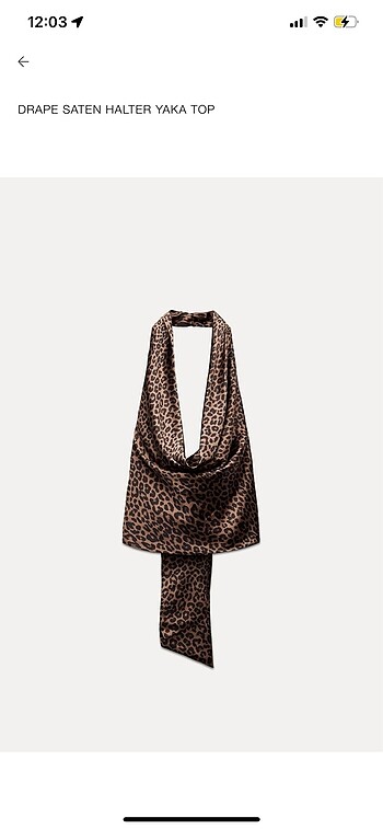 Saten halter bluz leopar