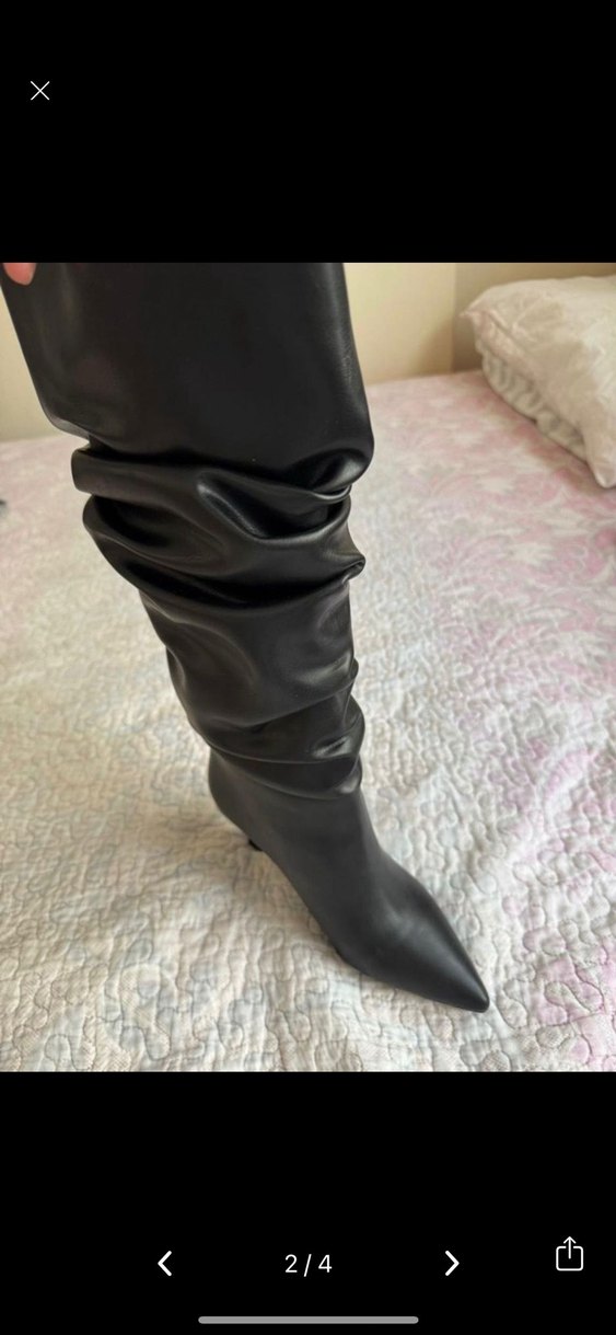 Kadın Siyah Deri Dizüstü çizme - Görsel 2