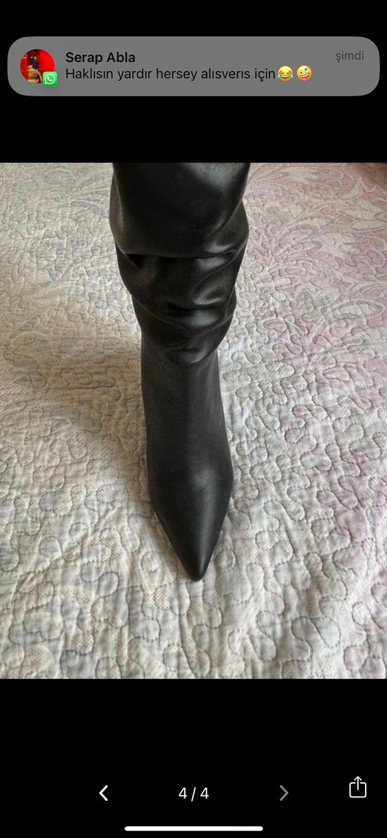 Kadın Siyah Deri Dizüstü çizme - Görsel 4