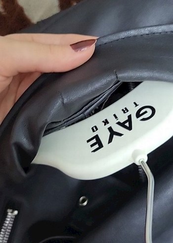 Siyah Kemerli Deri Biker Ceket - Görsel 3