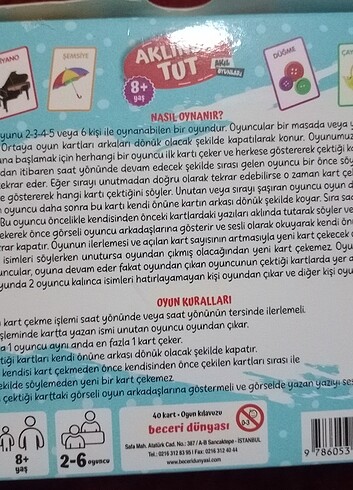 Diğer Kutu oyunu(Aklında tut)