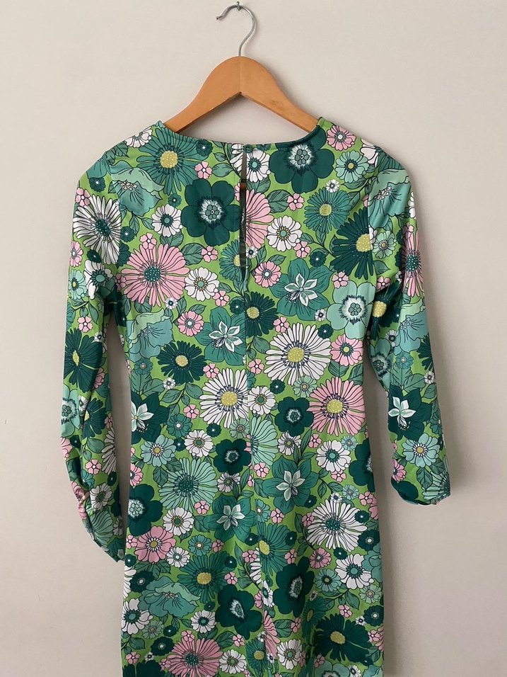 LCW Çiçek Desenli bisiklet Yaka Mini Bohem Elbise - Görsel 4