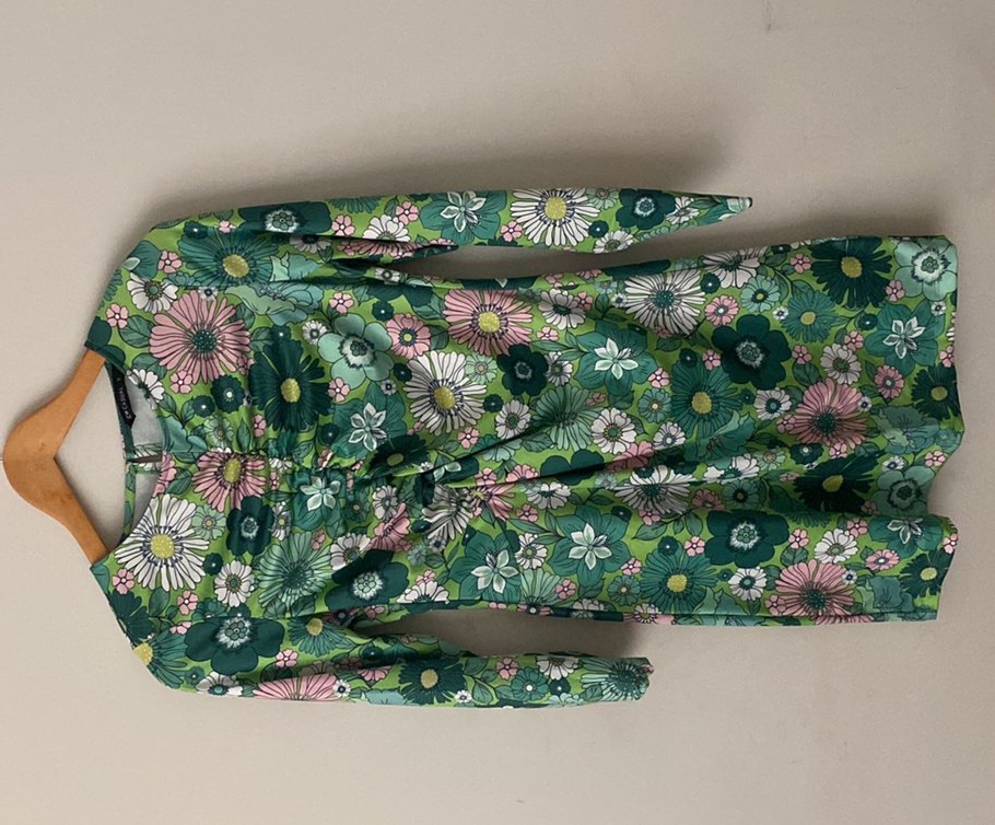 LCW Çiçek Desenli bisiklet Yaka Mini Bohem Elbise - Görsel 2