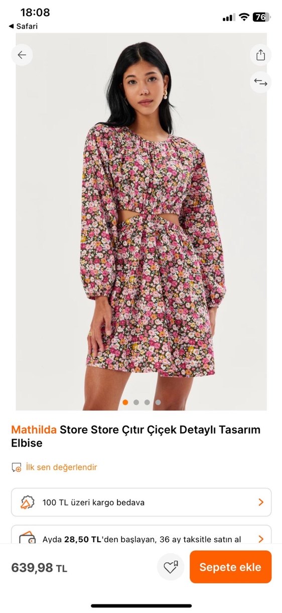 Pembe Çiçekli Bohem Midi Elbise cut out detaylı - Görsel 5