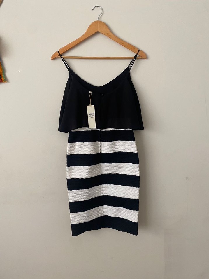 Koton Siyah Askılı Drapeli Mini  Elbise - Görsel 5