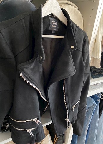 Zara Siyah süet Biker Ceket - Görsel 3